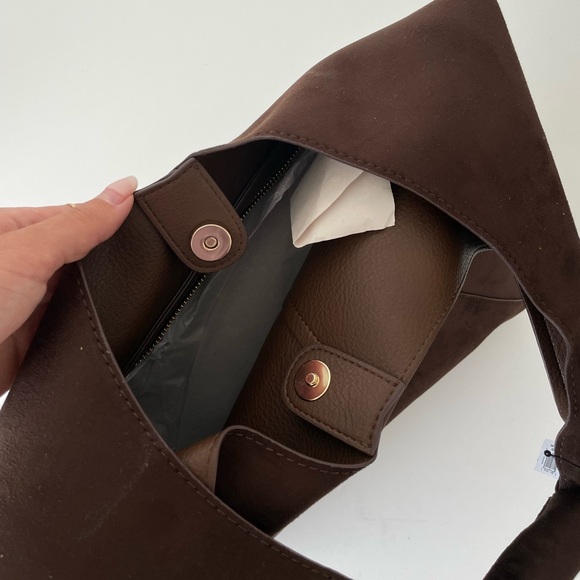 NWT Banana Republic Suede Brown Bag - Picture 3 of 3